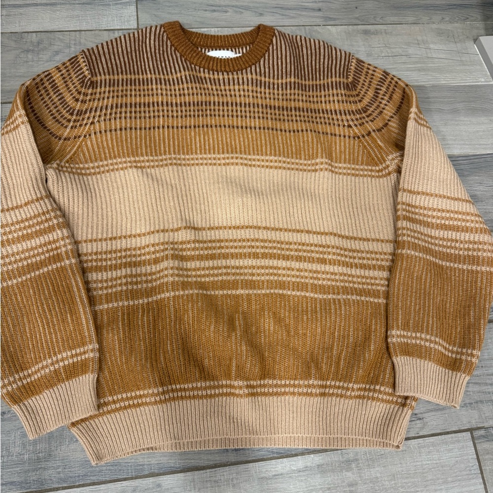 TOPMAN KNITTED JUMPER WITH OMBRE STRIPE IN BROWN